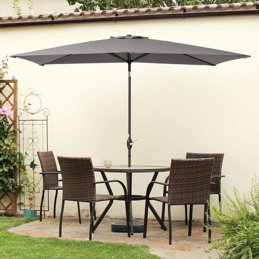 SONKUKI 10 x 6.5ft Aluminum Patio Market Rectangle Outdoor Umbrellas With Nonfading Canopy and Sturdy Ribs - Sonkuki