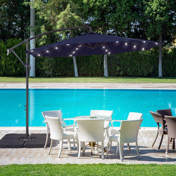 SONKUKI 10ft. Outdoor Hanging Patio Offset LED Umbrellas 50+ UV Protection Cantilever - Sonkuki
