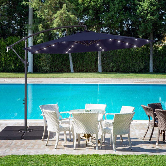 SONKUKI 10ft. Outdoor Hanging Patio Offset LED Umbrellas 50+ UV Protection Cantilever - Sonkuki