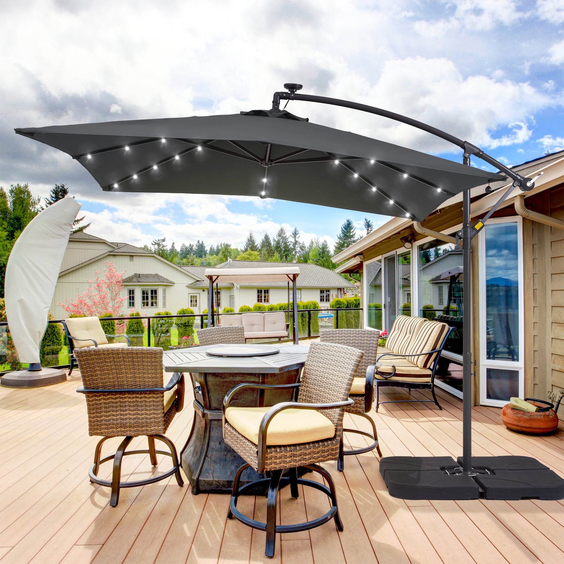 SONKUKI 8.2¡Á8.2ft LED Offset Umbrella.