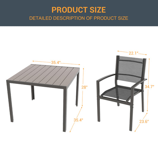 Sonkuki 5-Piece Patio Dining Furniture Set, with Textilene Chairs Resin Tabletop for Garden