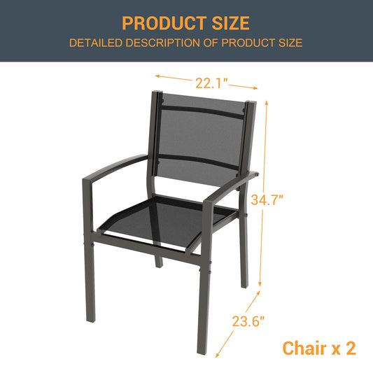 Sonkuki Patio Dining Furniture Set, Textilene Chairs for Garden, Porch and Patio