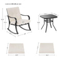 SONKUKI 3-Piece Rocking Bistro Patio furniture Sets Steel Frame Thickened Sponge Cushions& Glass Table Porch Rocking Chairs.