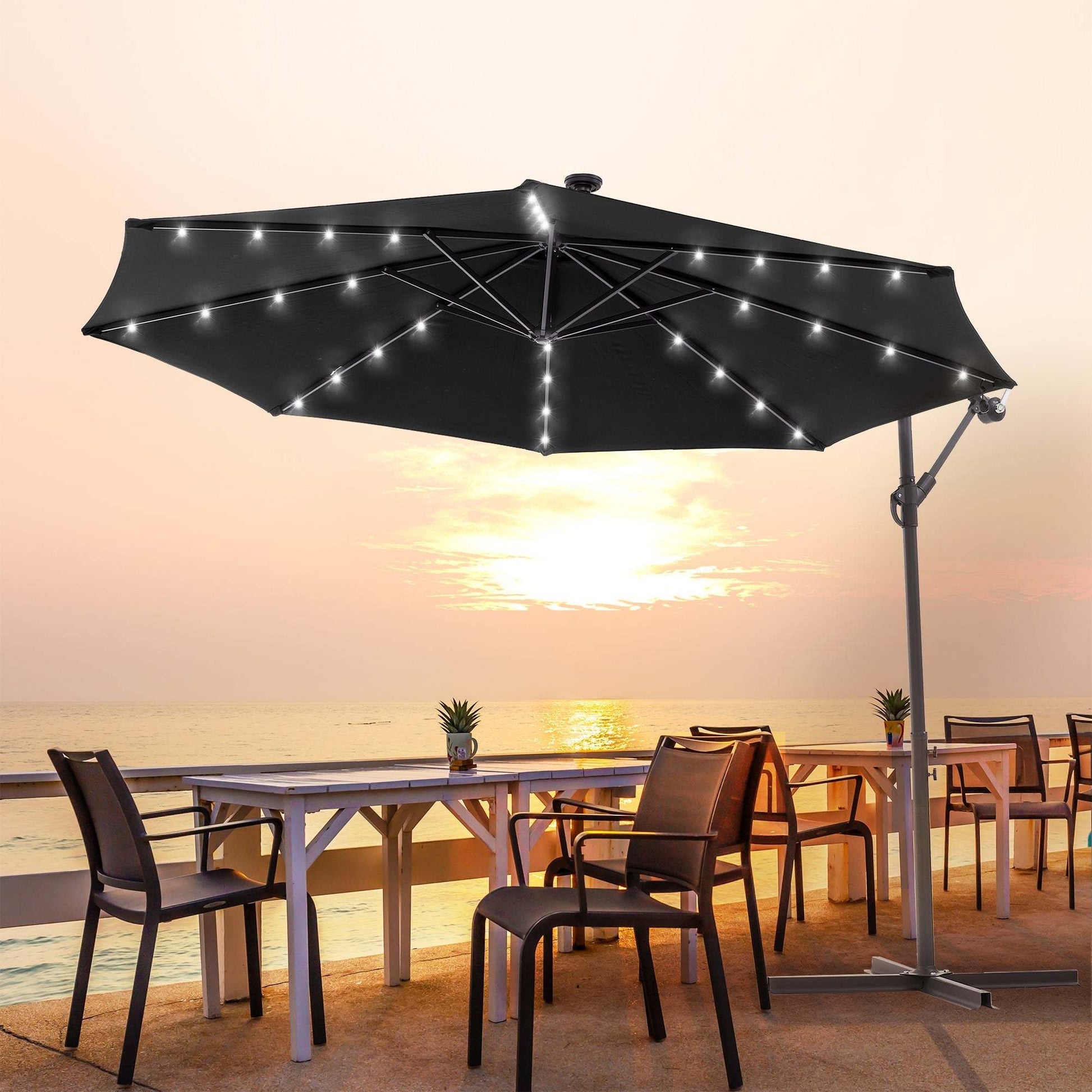 SONKUKI 10ft. Offset LED Umbrellas.