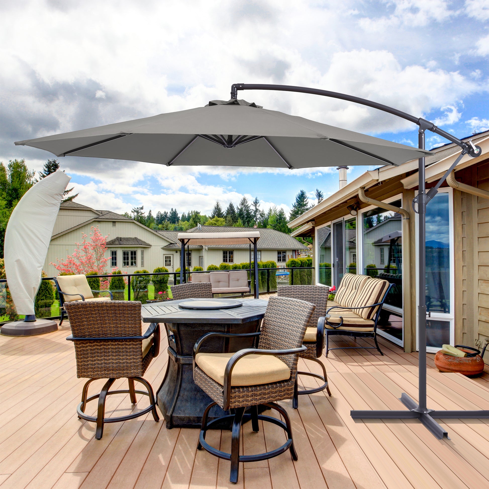SONKUKI 10ft. Patio Offset Umbrellas.