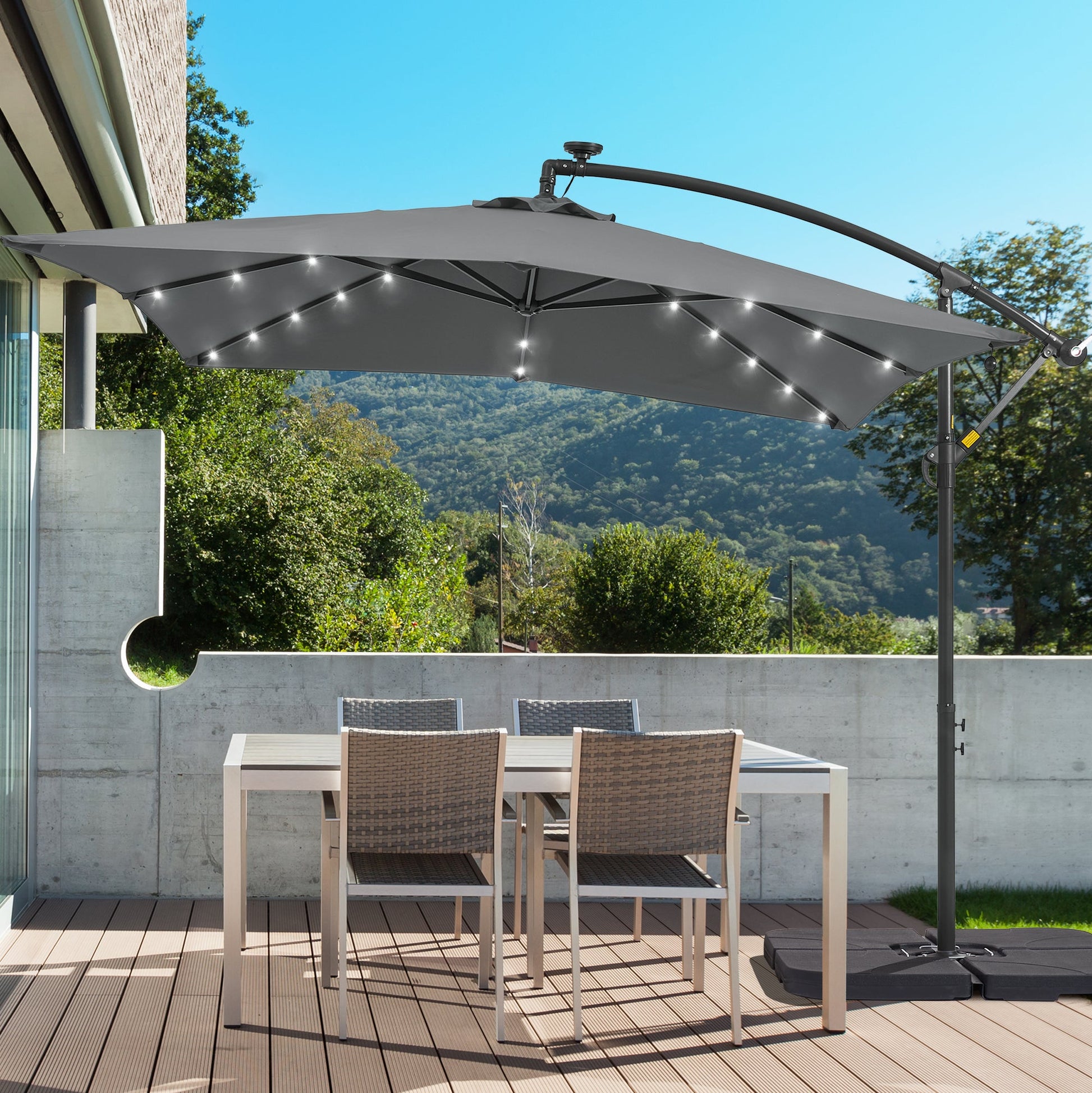 SONKUKI 8.2¡Á8.2ft LED Offset Umbrella.