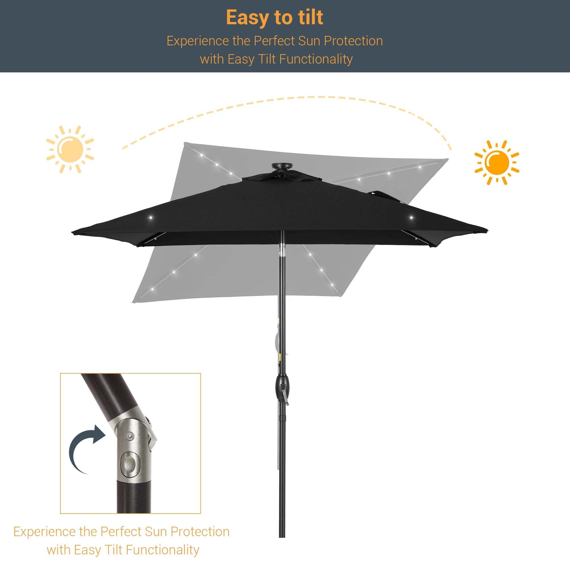 SONKUKI 6.5x6.5ft LED Market Umbrella.
