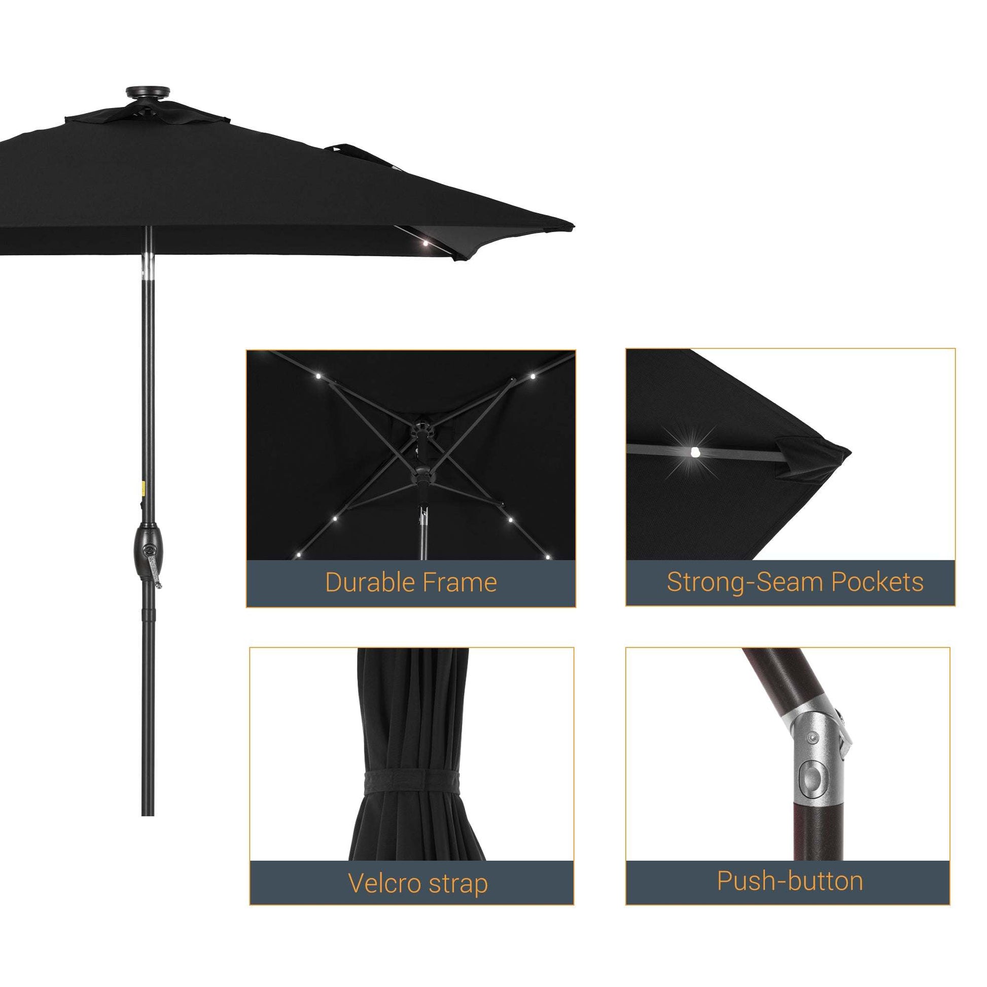 SONKUKI 6.5x6.5ft LED Market Umbrella.