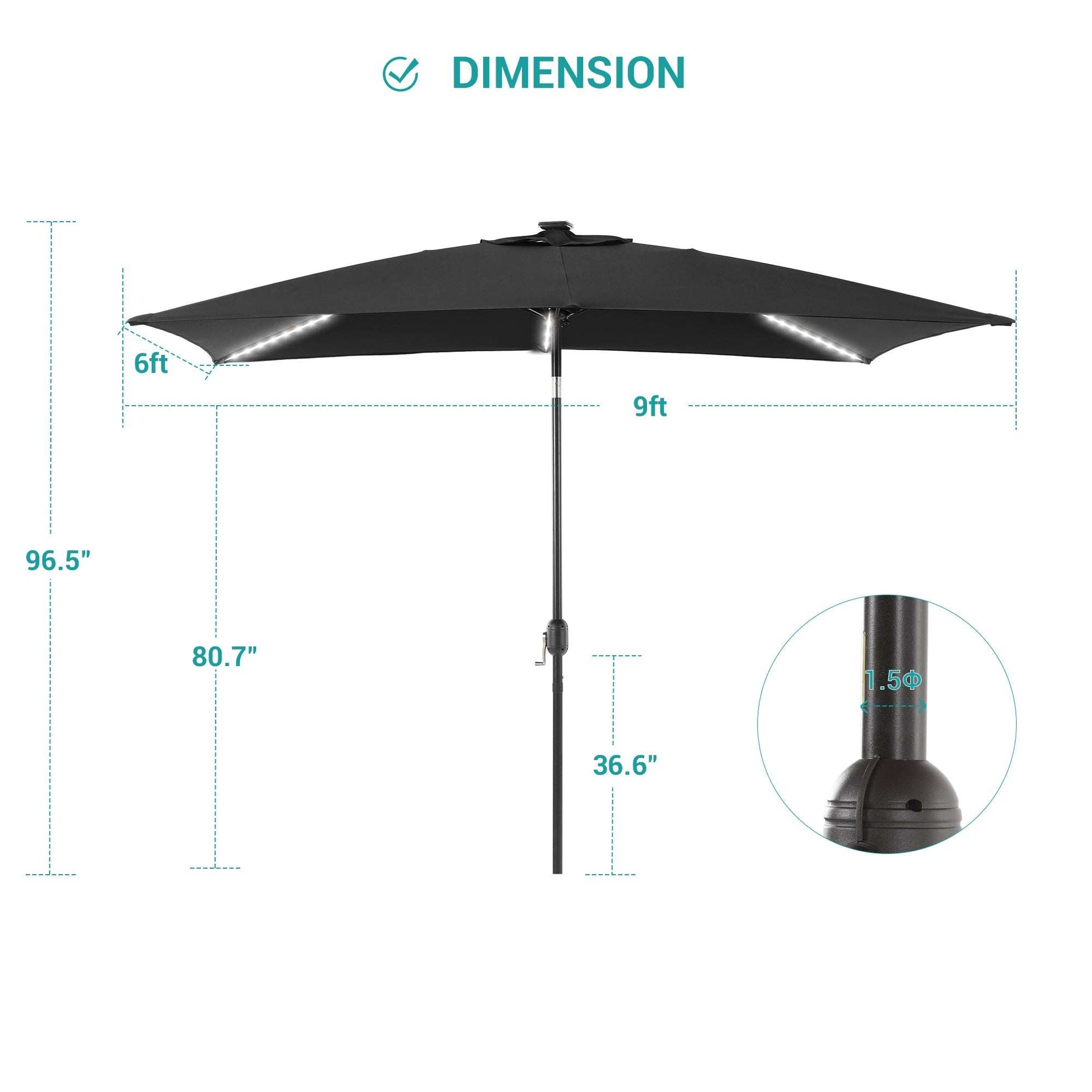 SONKUKI 9x6Ft LED Market Umbrellas.