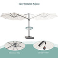 SONKUKI 11ft Cantilever LED Market Umbrella With a Base Solar Energy Hanging Patio With Aluminum Frame - Sonkuki