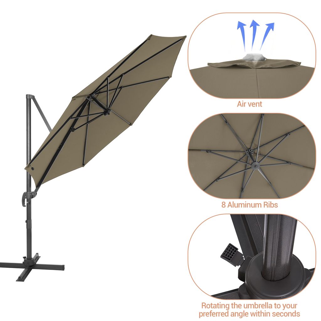 SONKUKI 11ft Cantilever Umbrella Standard.
