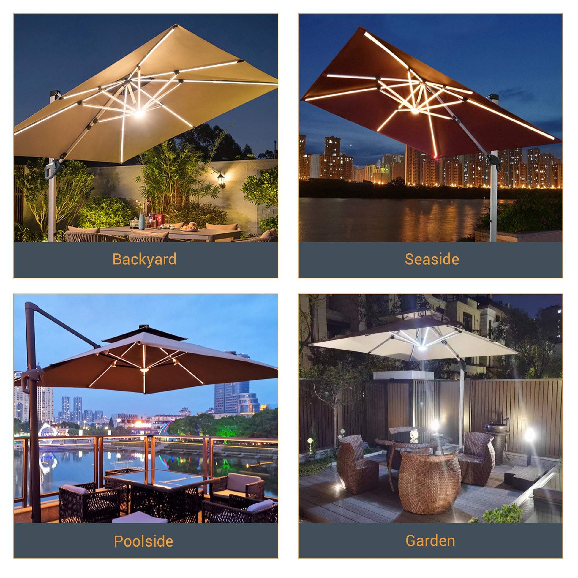 SONKUKI 6.5x6.5ft LED Market Umbrella.