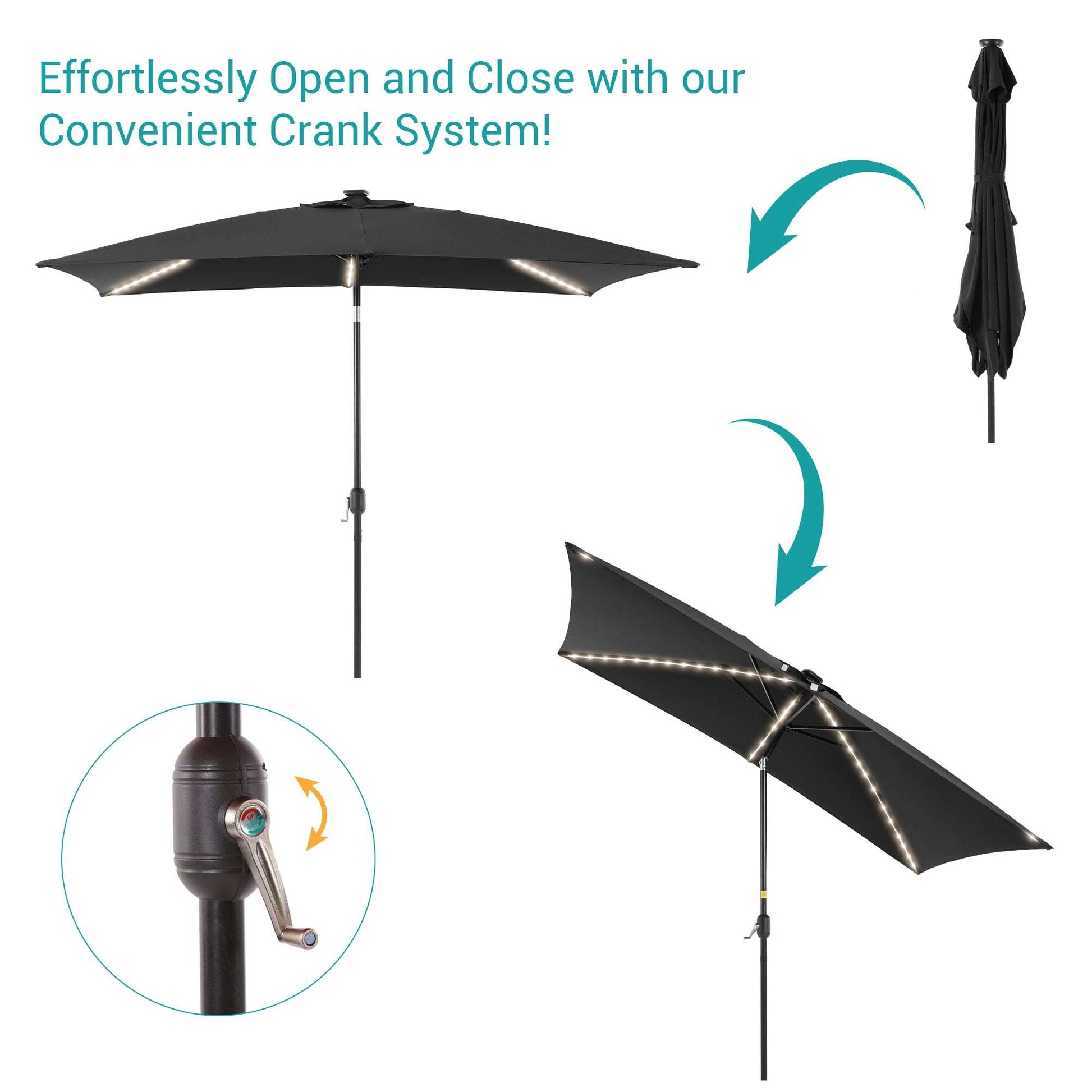 SONKUKI 9x6Ft LED Market Umbrellas.