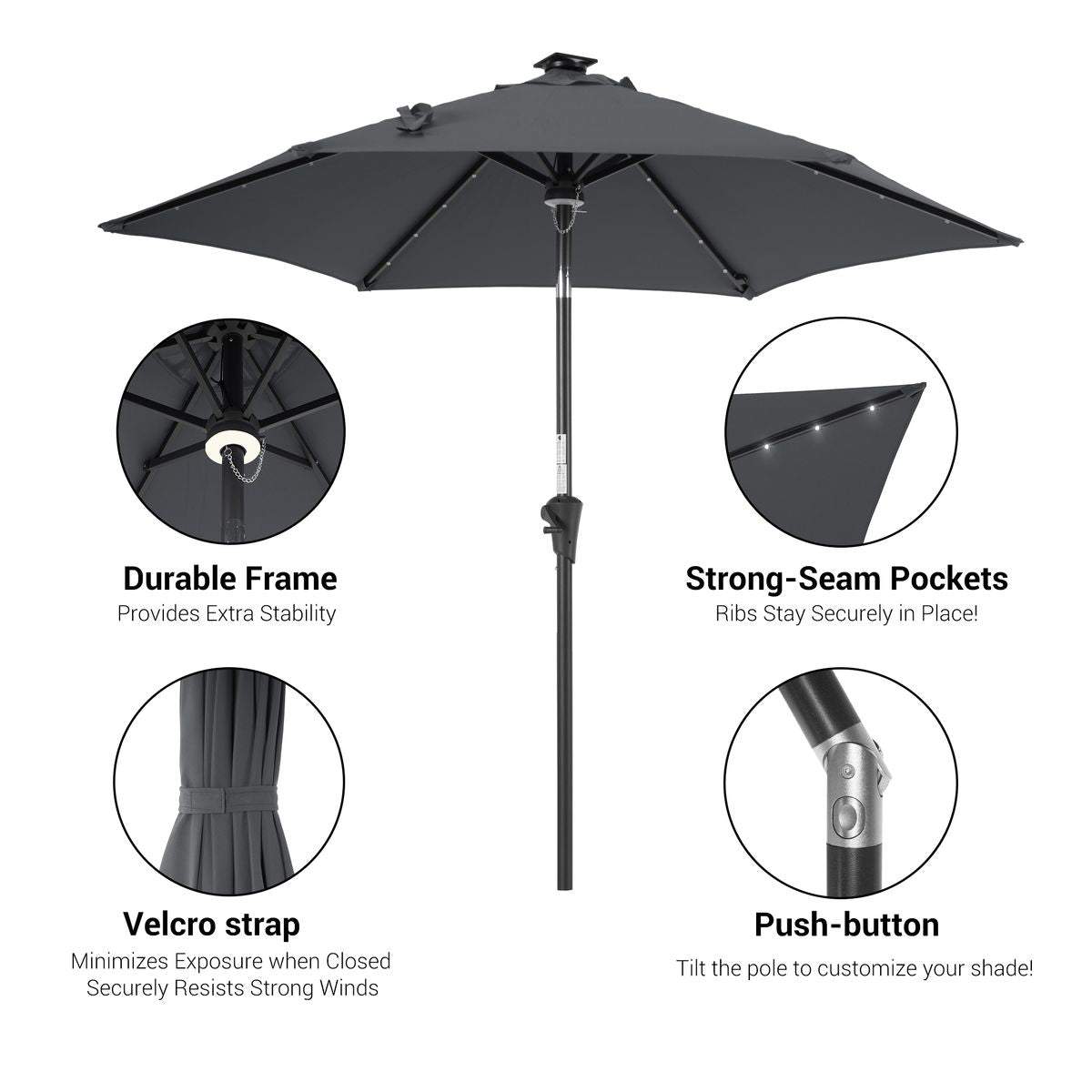 SONKUKI CFS LED 7.5 FT Market Umbrella.