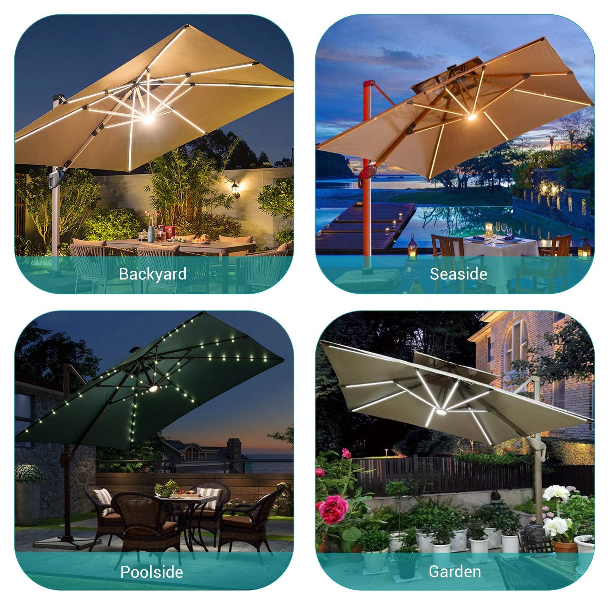 SONKUKI 9x6Ft LED Market Umbrellas.
