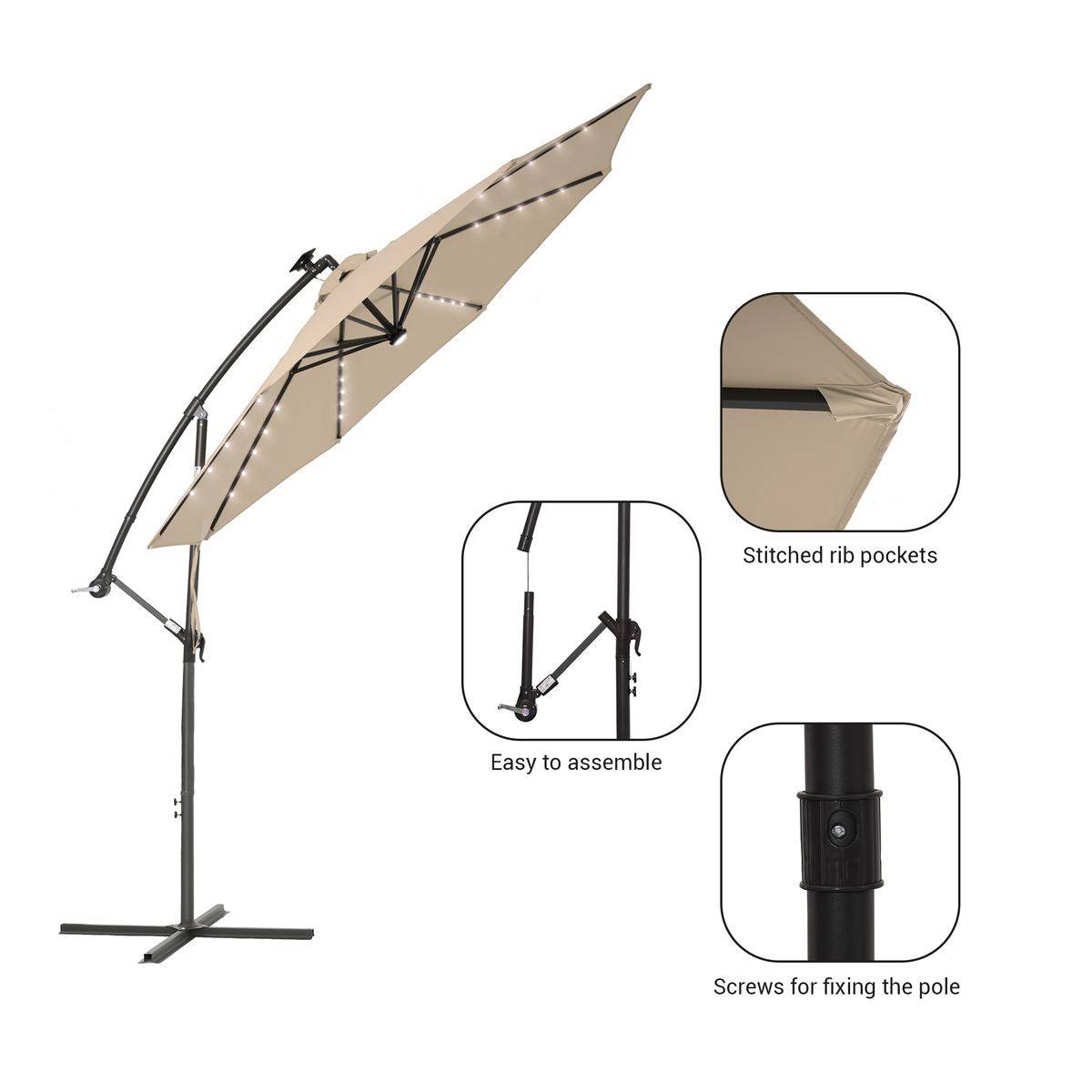 SONKUKI CSF LED 10ft Offset Umbrella.