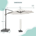 SONKUKI 11ft Cantilever LED Market Umbrella With a Base Solar Energy Hanging Patio With Aluminum Frame - Sonkuki