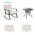 SONKUKI 3-Piece Rocking Bistro Patio furniture Sets Steel Frame Thickened Sponge Cushions& Glass Table Porch Rocking Chairs.