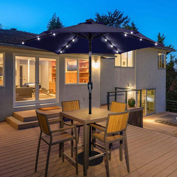 SONKUKI 7.5Ft LED Patio Outdoor Weather-Resistant Frame Table Market Umbrella - Sonkuki