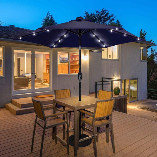 SONKUKI 7.5Ft LED Patio Outdoor Weather-Resistant Frame Table Market Umbrella - Sonkuki