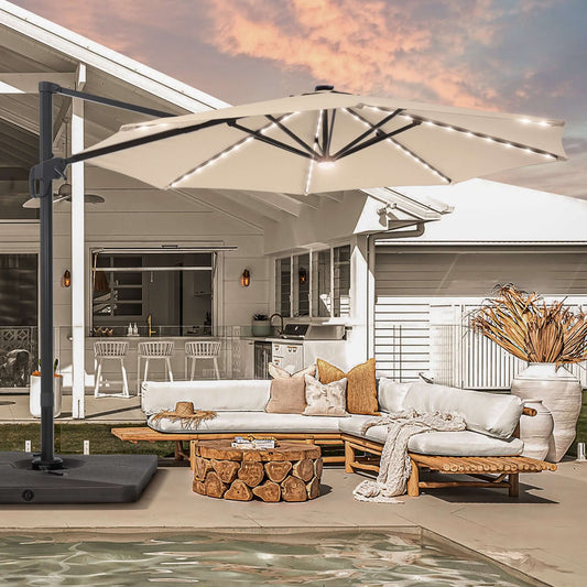 SONKUKI 11ft LED Cantilever Umbrella.