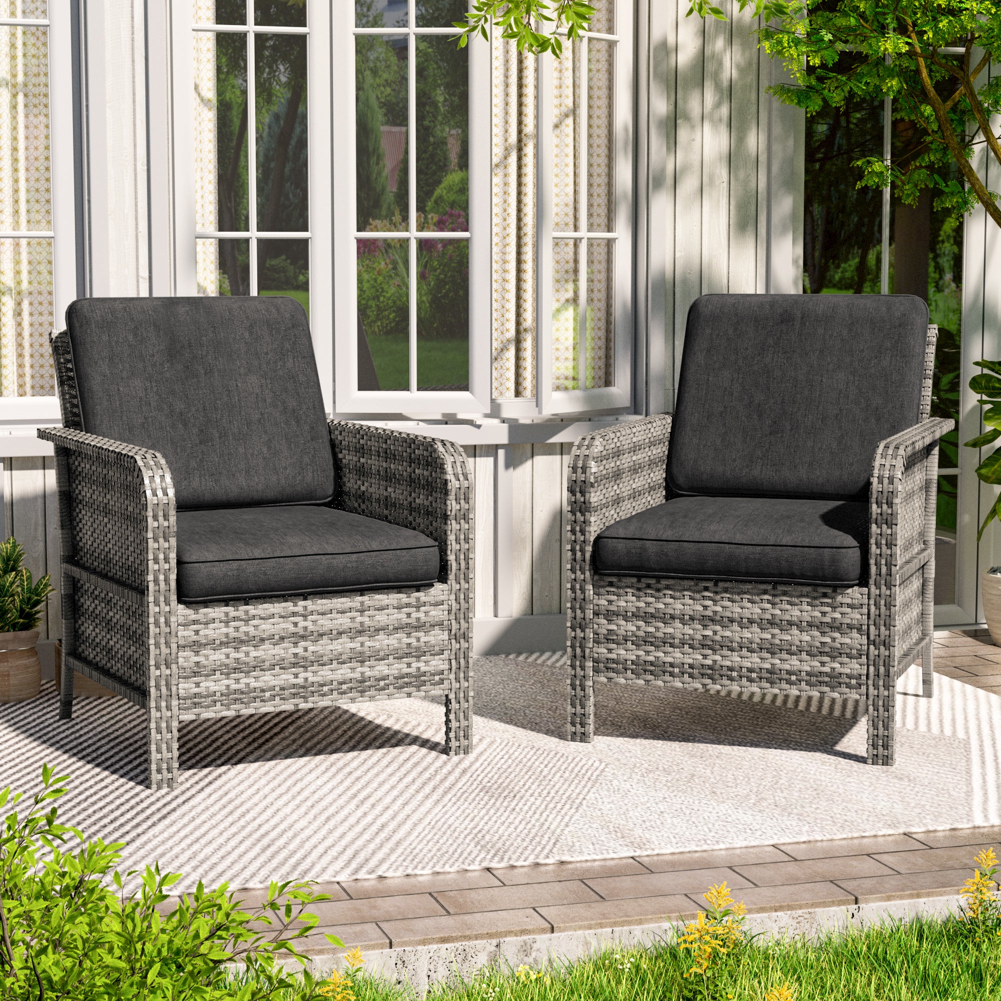 SONKUKI Piece Wicker Patio Chairs Set, All-Weather PE Rattan Wicker