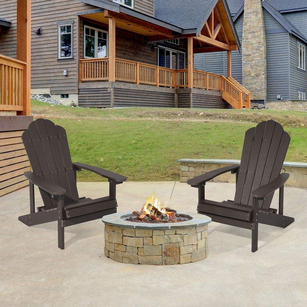 SONKUKI Patio Fire Pit Adirondack Plastic Chair Outdoor Lawn and Garden Chairs.
