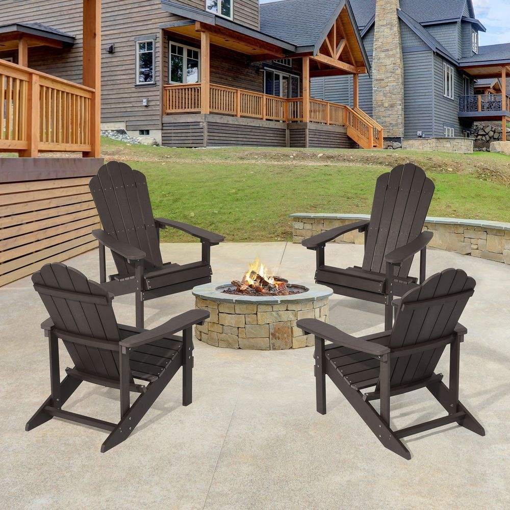 SONKUKI Patio Fire Pit Adirondack Plastic Chair Outdoor Lawn and Garden Chairs.