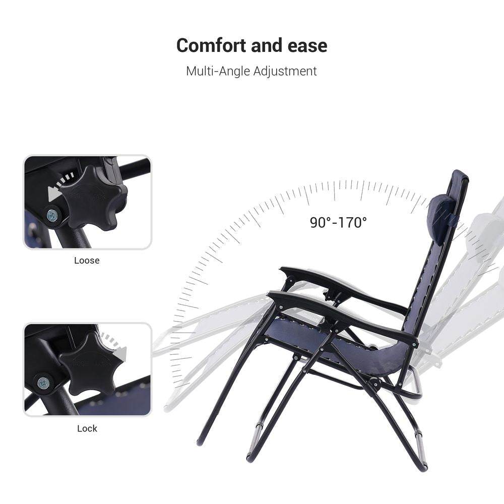 SONKUKI Patio Zero Gravity Chair Outdoor Infinity Recliner Folding Waterproof Chairs 2 Pieces - Sonkuki
