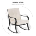 SONKUKI 3-Piece Rocking Bistro Set Steel Frame Patio Thickened Sponge Cushions& Glass Table Porch Rocking Chairs - Sonkuki