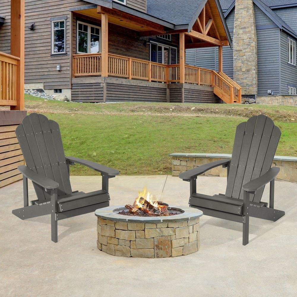 SONKUKI Patio Fire Pit Adirondack Plastic Chair Outdoor Lawn and Garden Chairs.