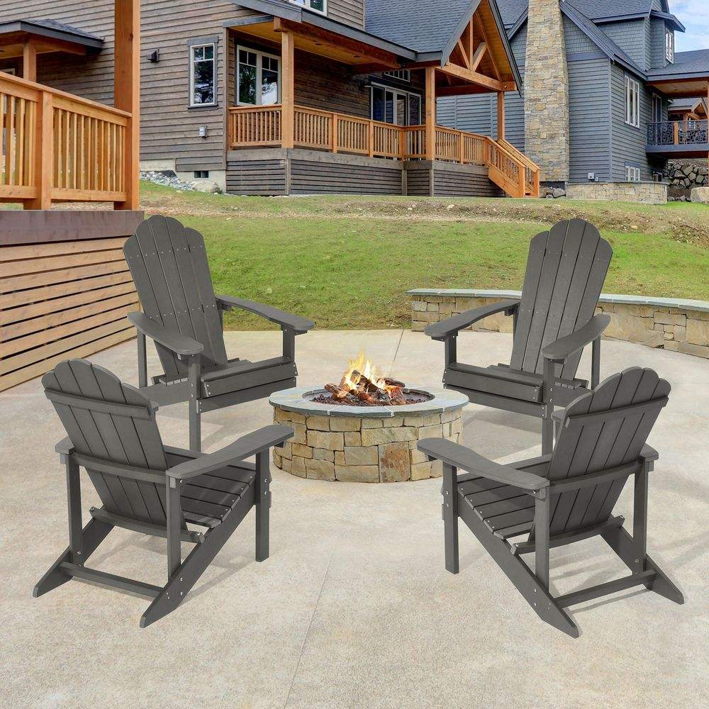 SONKUKI Patio Fire Pit Adirondack Plastic Chair Outdoor Lawn and Garden Chairs.