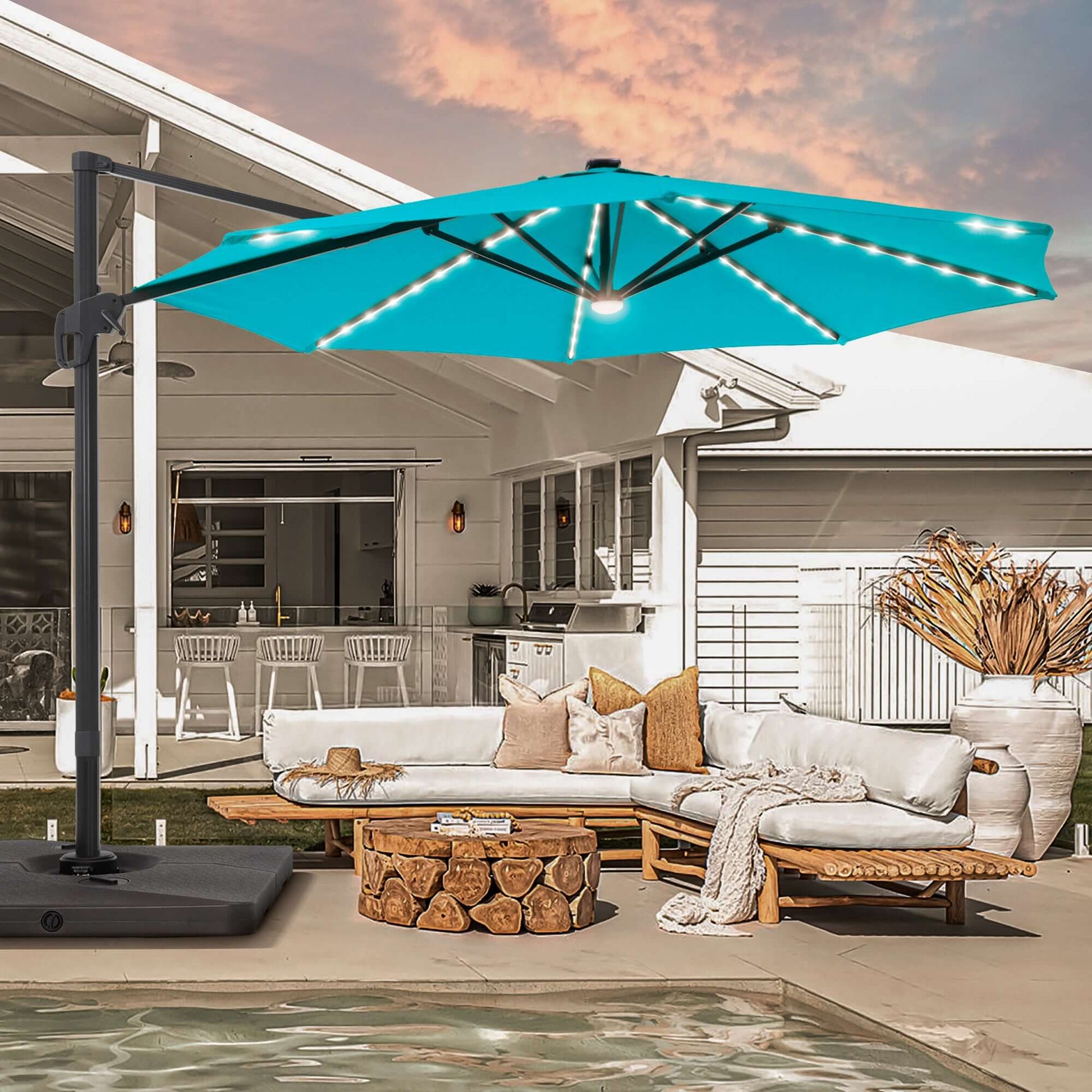 SONKUKI 11ft LED Cantilever Umbrella.