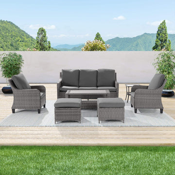 Outdoor Furniture 7 Piece Conversation PE Wicker Table Sofa Set