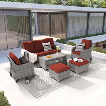 Outdoor Furniture Patio Set Gray Rattan Coversation
