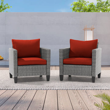 Sonkuki 2Pcs Outdoor Seating Sets Patio Grey Rattan Furniture Chair
