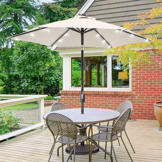 SONKUKI 7.5Ft LED Patio Outdoor Weather-Resistant Frame Table Market Umbrella - Sonkuki