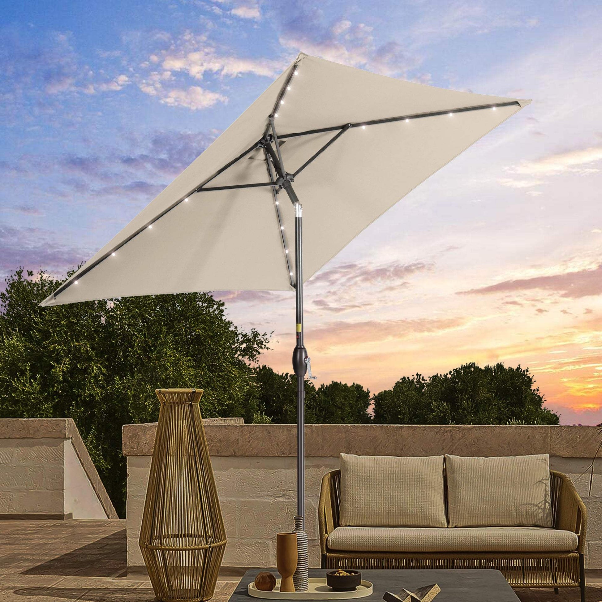 SONKUKI 6.5x6.5ft LED Market Umbrella.