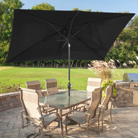 SONKUKI 10 x 6.5ft Aluminum Patio Market Rectangle Outdoor Umbrellas With Nonfading Canopy and Sturdy Ribs - Sonkuki
