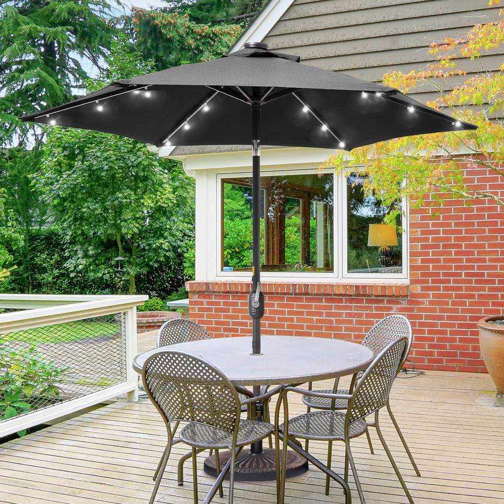 SONKUKI 7.5Ft LED Patio Outdoor Weather-Resistant Frame Table Market Umbrella - Sonkuki