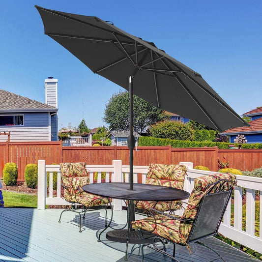 SONKUKI Outdoor 9Ft Patio Table UV-Resistant Canopy and Tilt Button Umbrellas With 8 Ribs - Sonkuki