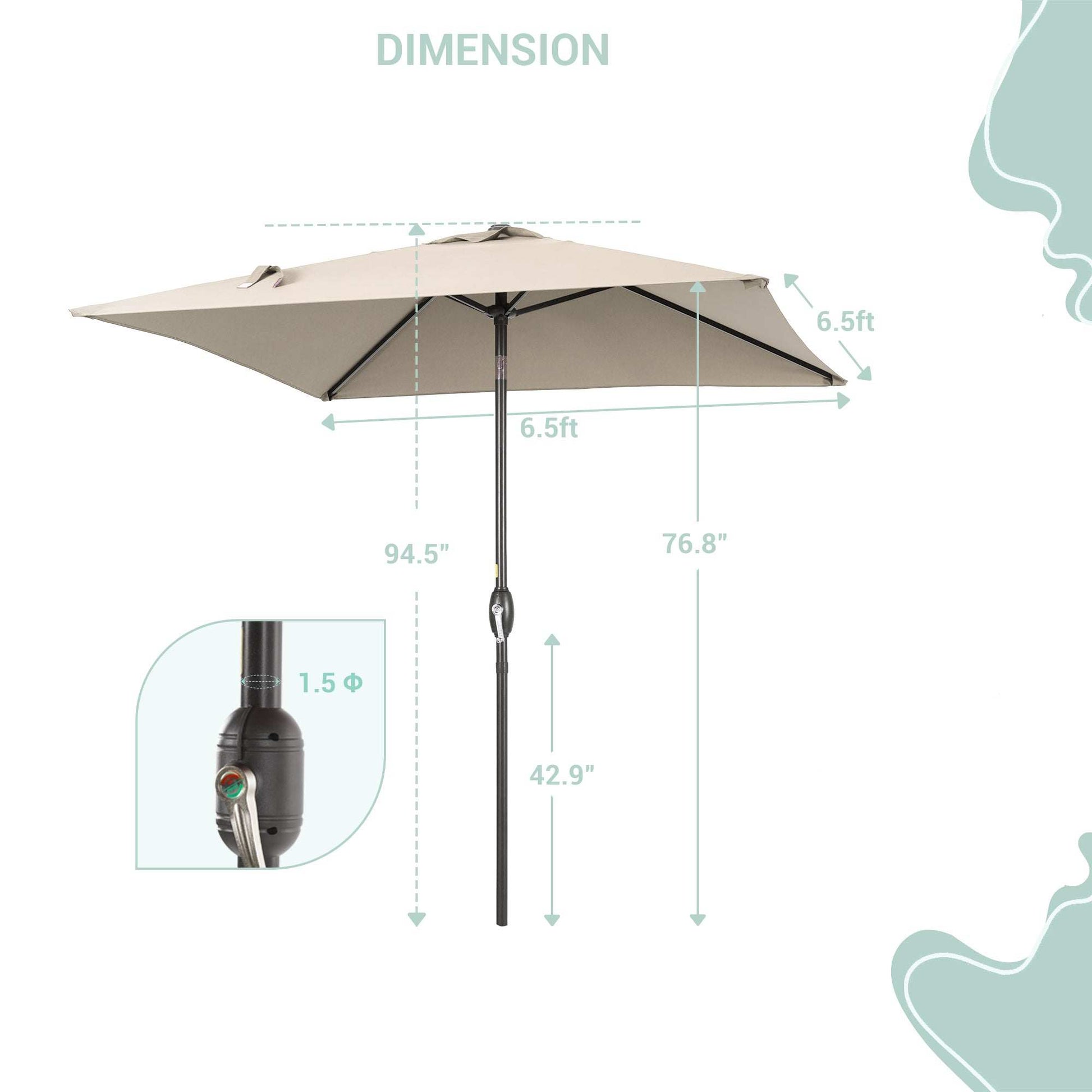 SONKUKI 6.5x6.5ft Market Umbrella.