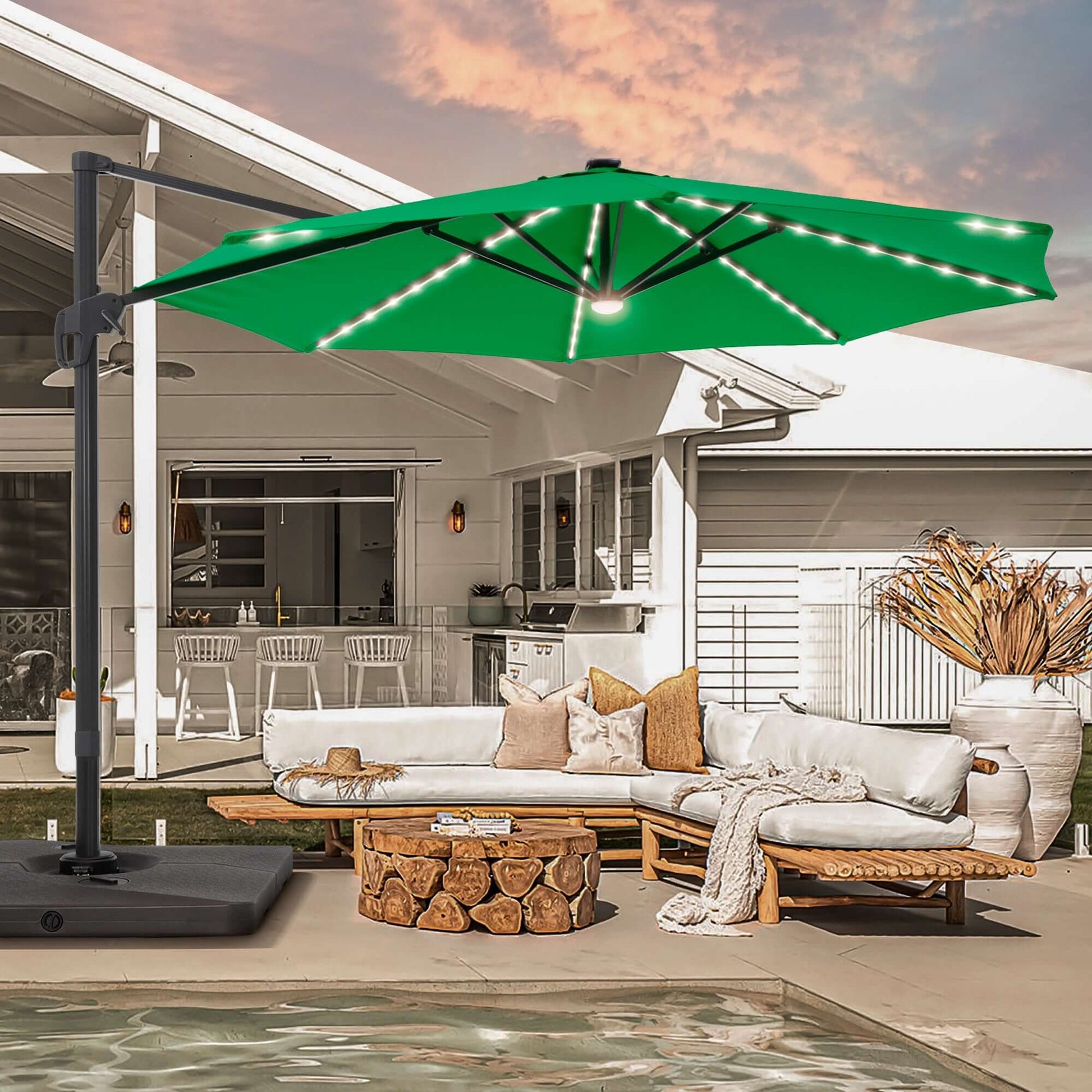 SONKUKI 11ft LED Cantilever Umbrella.