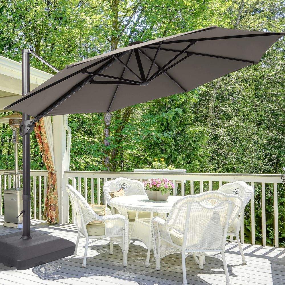 SONKUKI Cantilever Outdoor 11Ft Umbrella With a Base Stand - Sonkuki