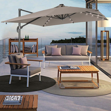 SONKUKI 9x9ft LED Cantilever Umbrella Standard.