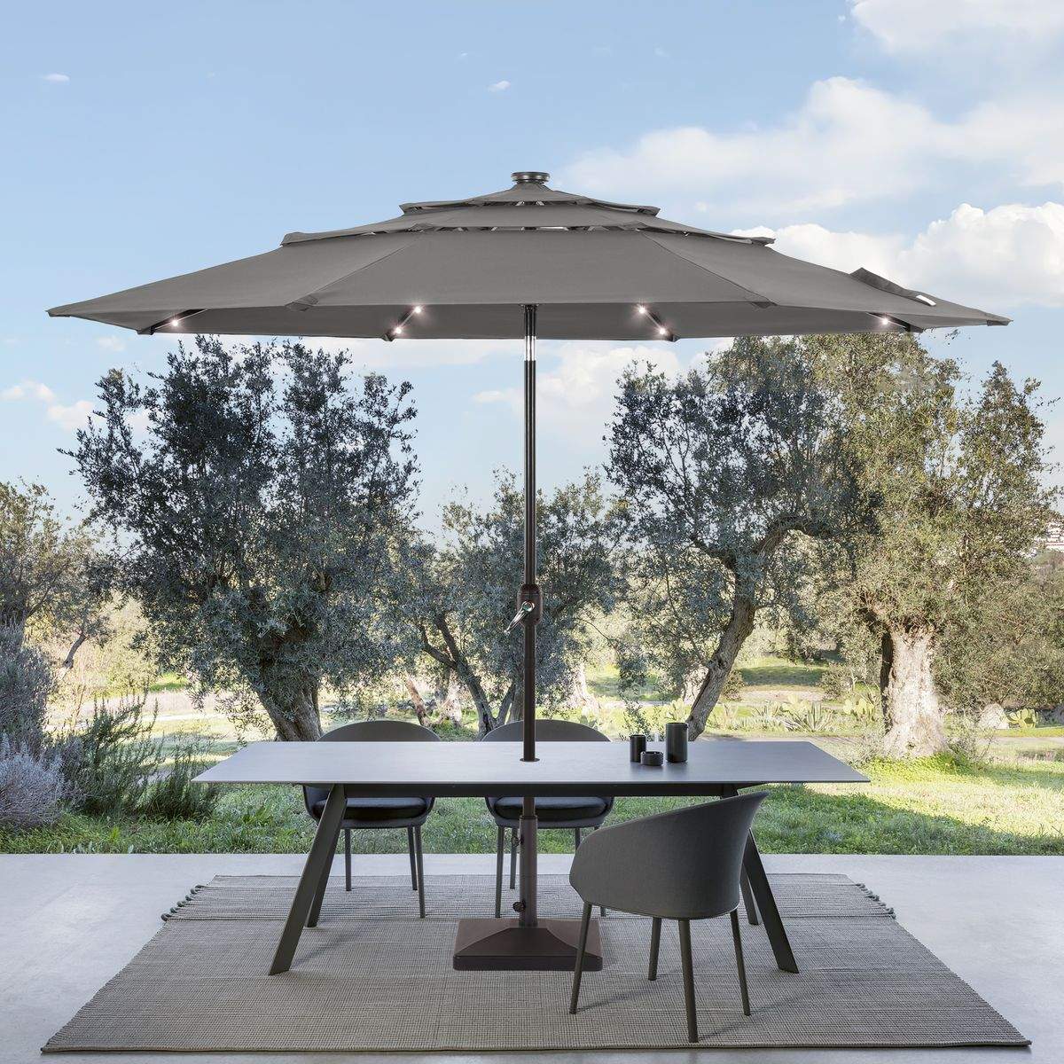 SONKUKI 10ft LED 3 Tiers Market Umbrella.