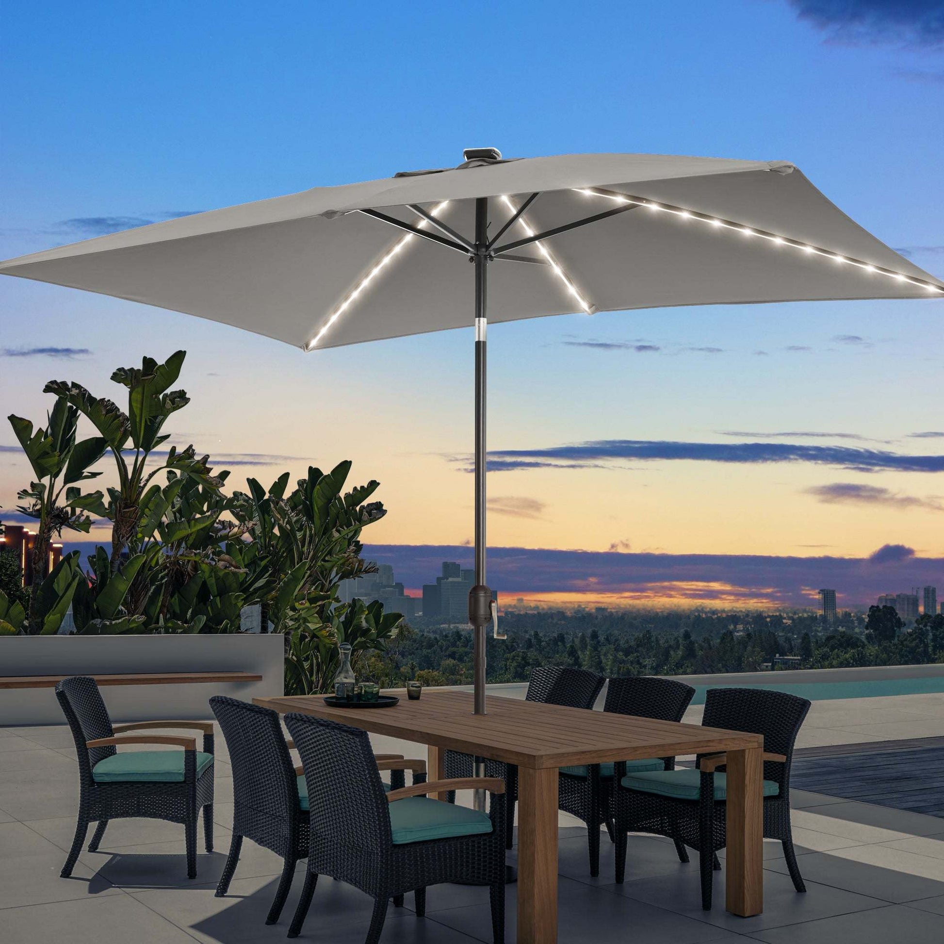 SONKUKI 9x6Ft LED Market Umbrellas.
