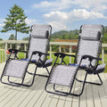 SONKUKI Patio Zero Gravity Chair Outdoor Infinity Recliner Folding Waterproof Chairs 2 Pieces - Sonkuki