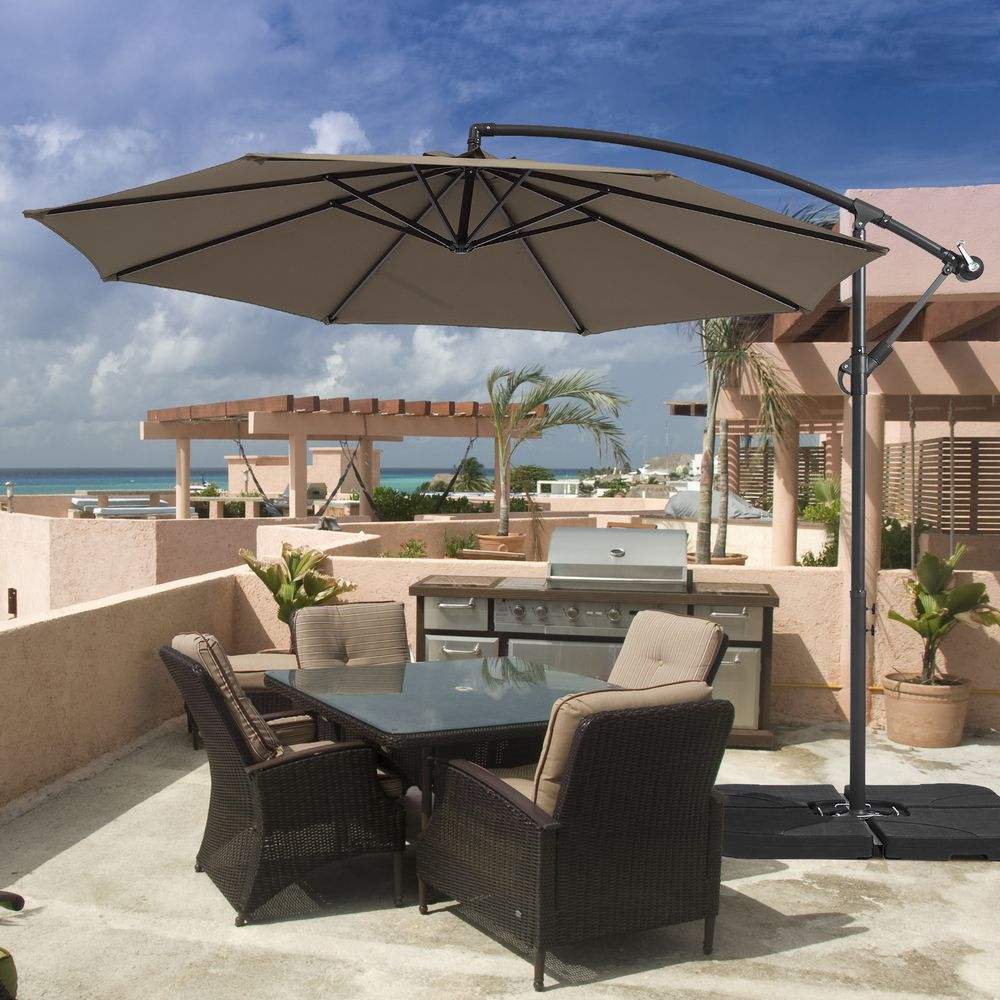 SONKUKI 10ft. Outdoor Hanging Market Patio Offset Umbrellas 50+ UV Protection Cantilever - Sonkuki