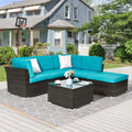 SONKUKI Outdoor Conversation Sofa Set 4-Piece Patio Furniture PE Rattan Wicker Sectional Couch Sets - Sonkuki